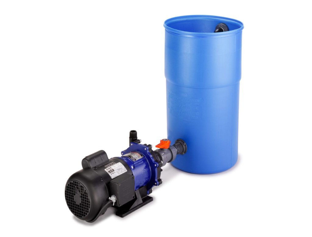 This 1'' Complete Descaling Pump System is specifically designed to clean your smaller water-fouled equipment. This system includes a 10MDO magnetic drive pump, three Tygon 1'' diameter 10' hoses, and bulkhead fittings all packaged in a 14-gallon recirculation bucket. The bucket comes predrilled for the bulkhead fittings. Minor assembly required.